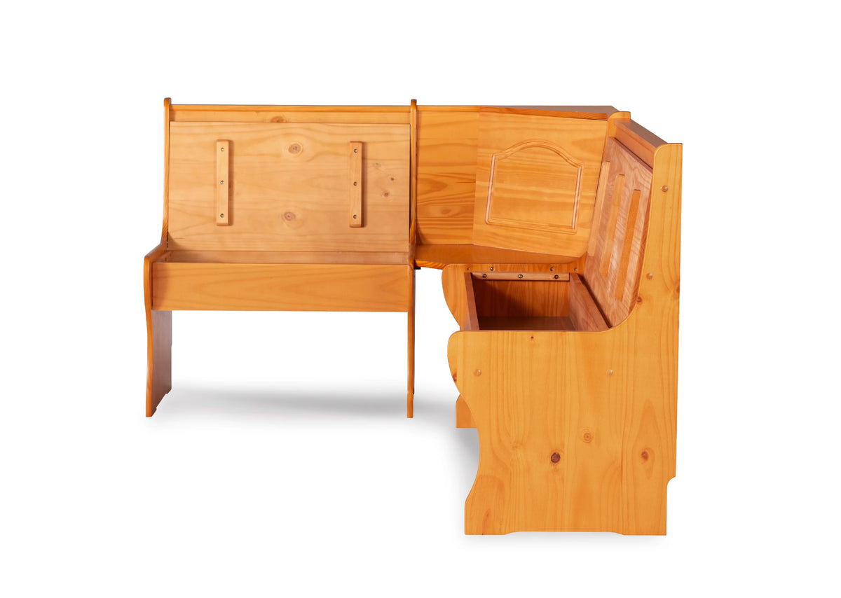 Corner Dining Breakfast Nook with Storage, Seats 4, Natural Honey Finish C1382