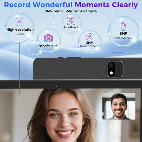10.1 inch Android 14 Tablet with Keyboard, 26GB RAM, 256GB ROM, 8000mAh Battery, Black Z2089