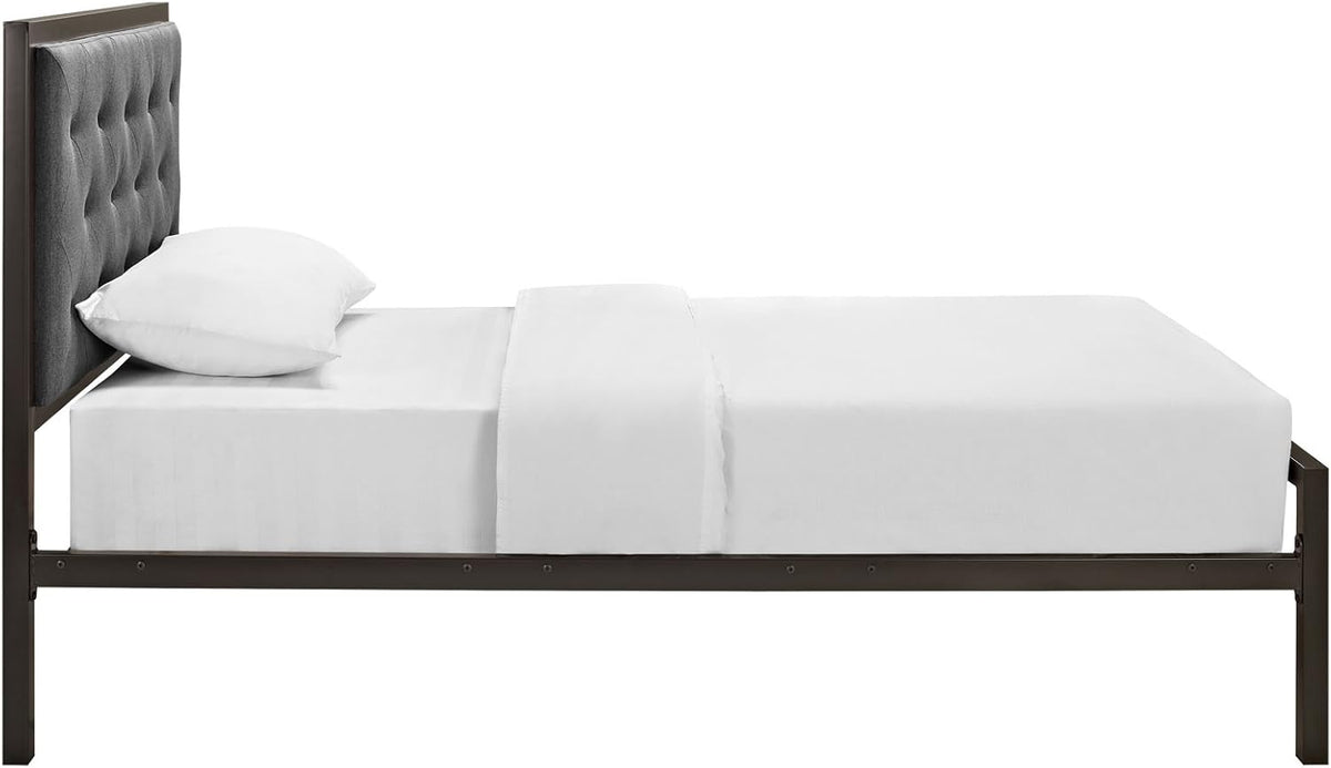 Twin Size Grey Fabric Bed Frame O42191