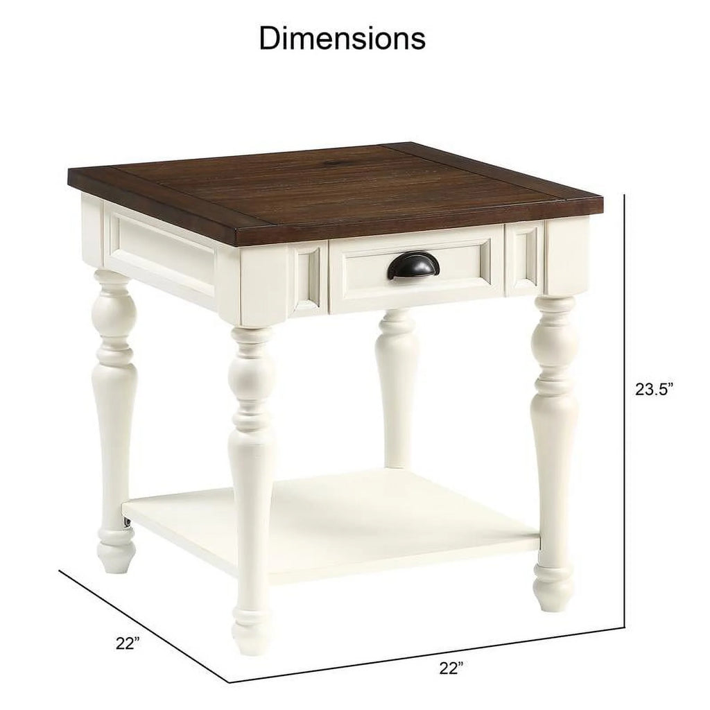Ivory and Mocha Wood End Table B423