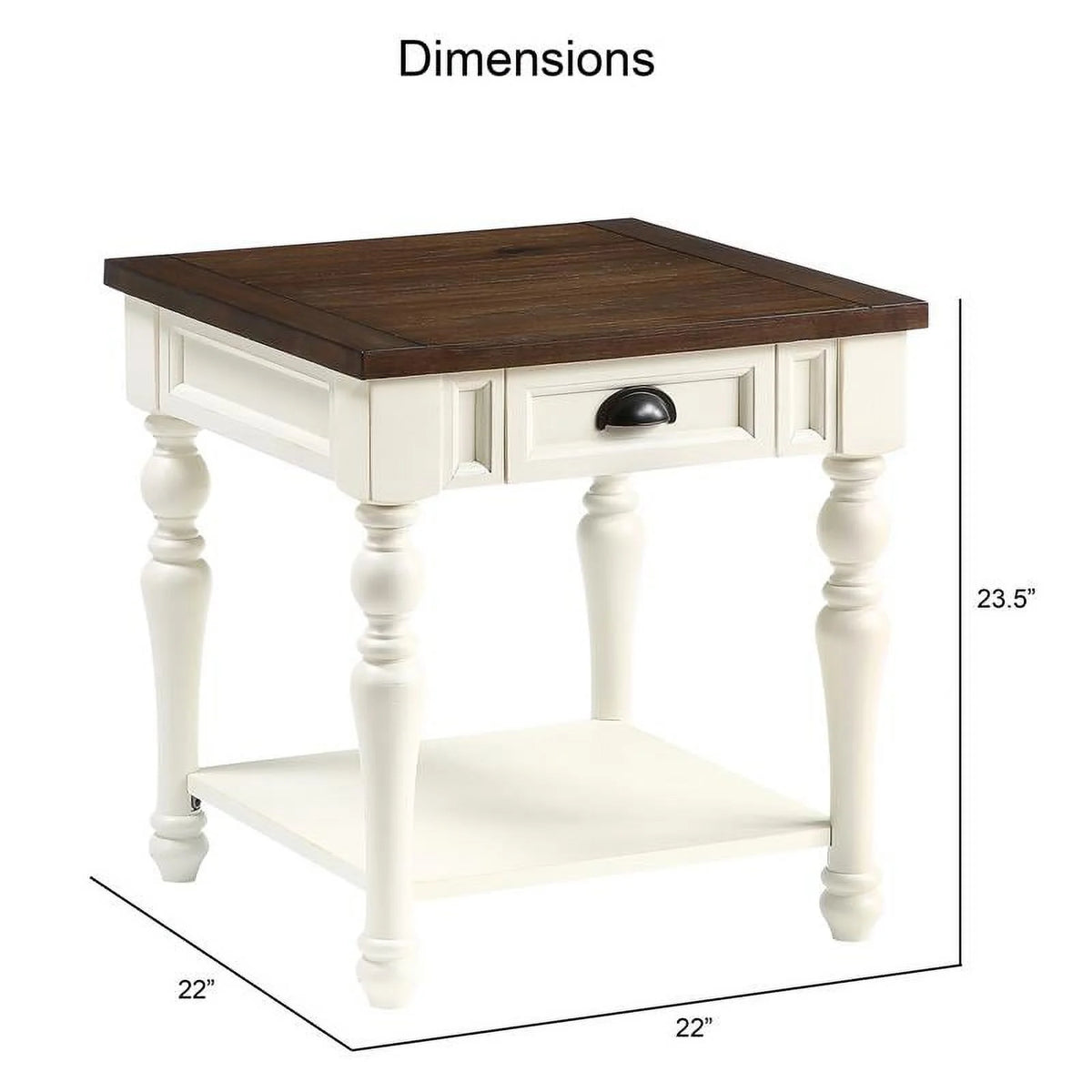 Ivory and Mocha Wood End Table B423