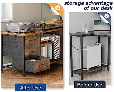 70 inch L Shaped Computer Desk with Drawers P789201