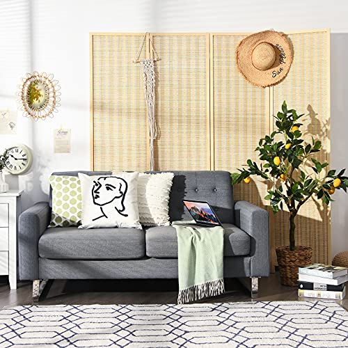 Bamboo 6 Ft Tall 4 Panel Folding Room Divider U472931