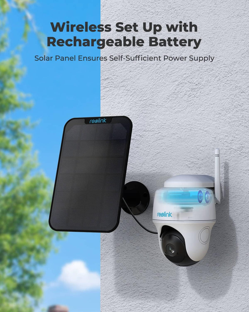Wireless Solar Powered 2K Security Camera with Pan Tilt E9439