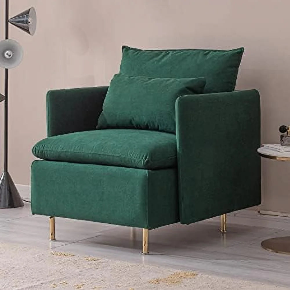 Yellow Linen Fabric Accent Armchair with Pillow I4642