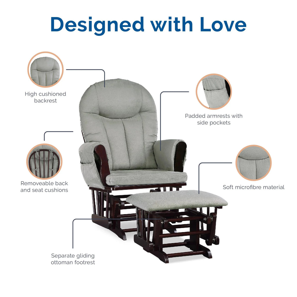Espresso Glider Rocker with Storage and Ottoman J490
