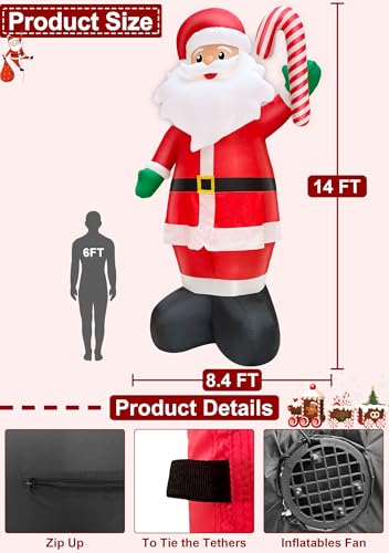 14 FT Inflatable Santa Claus with Built-in LED Lights Y61348