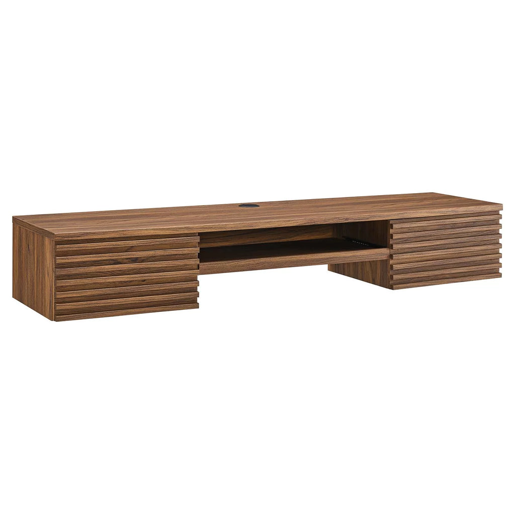 Wall Mount Wood Office Desk in Walnut M4468