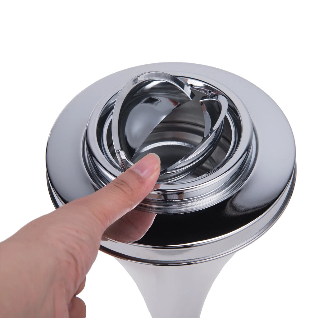 Steel Vintage Floor Standing Cigar Ashtray with Lid White H546541