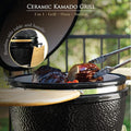 23” ExtraLarge Ceramic Kamado Grill Cooker Oven Smoker with Trolley Wheels Cast Iron Vent Red C18879