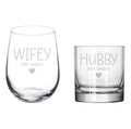 Set of 2 Stemless Wine & Rocks Glasses B2467