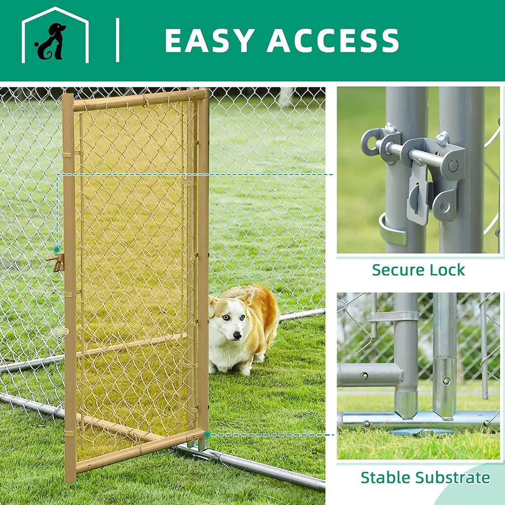 Large Dog Kennel with Galvanized Chain Link and Waterproof Cover B62193