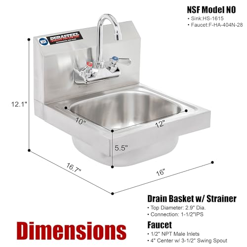 Stainless Steel Wall Mount Kitchen Sink with Strainer and Faucet O162