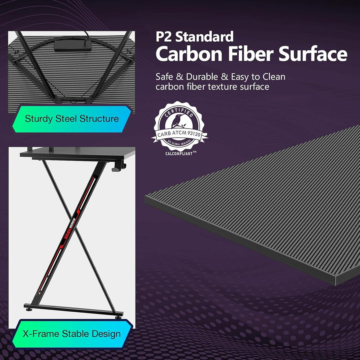 L-Shaped Gaming Desk with LED Strip & Power Outlets M98093