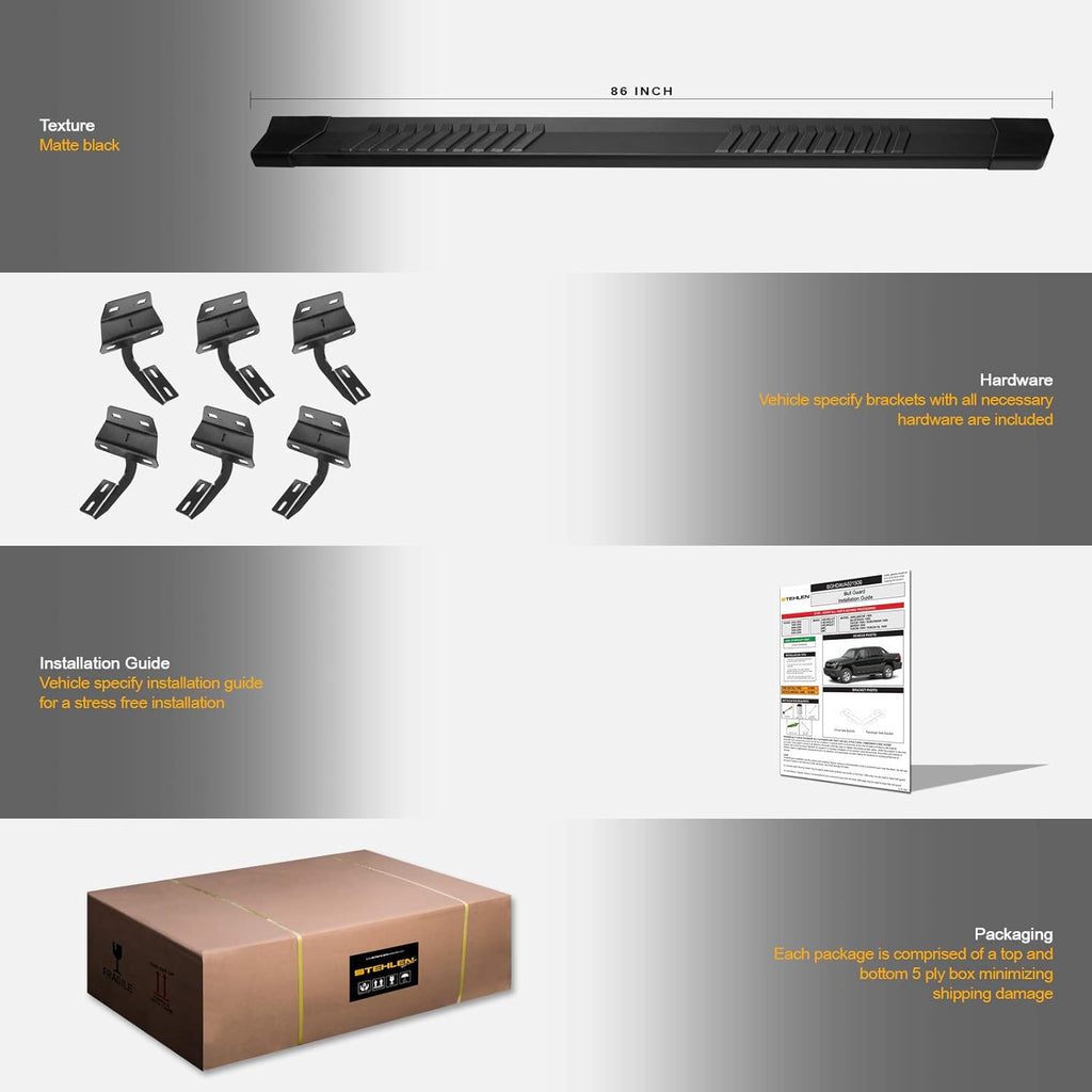 Aluminum Running Boards Matte Black J7282