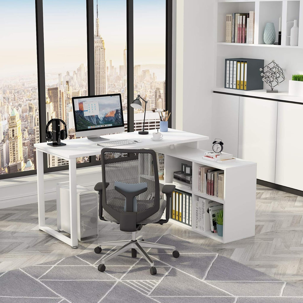 55 Inch L-Shaped Computer Desk with Storage G19497
