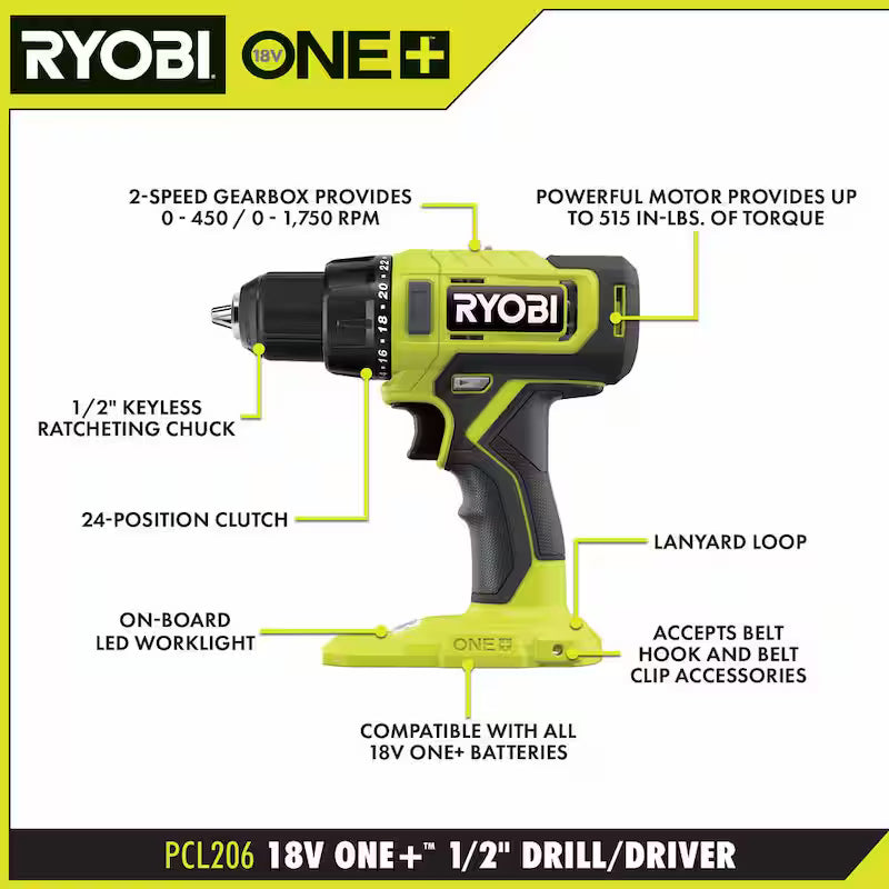 18V Cordless 2-Tool Combo Kit with Batteries and Charger F6954