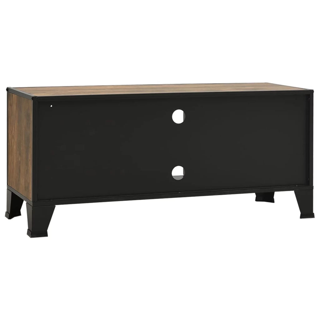 Rustic Brown TV Stand with 2 Mesh Doors and Storage Shelf K9990