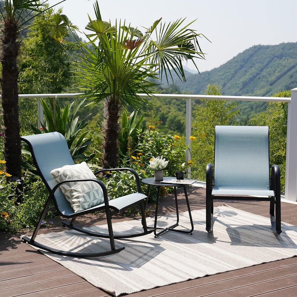 Black All-Weather Rocking Chair with Steel Frame U411