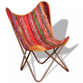 Multicolour Chindi Fabric Handmade Butterfly Chair J702187