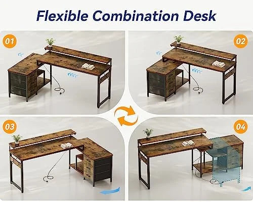 70 inch L Shaped Computer Desk with Drawers P789201