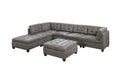 Antique Grey Leatherette 7pcs Sectional Sofa Set P143