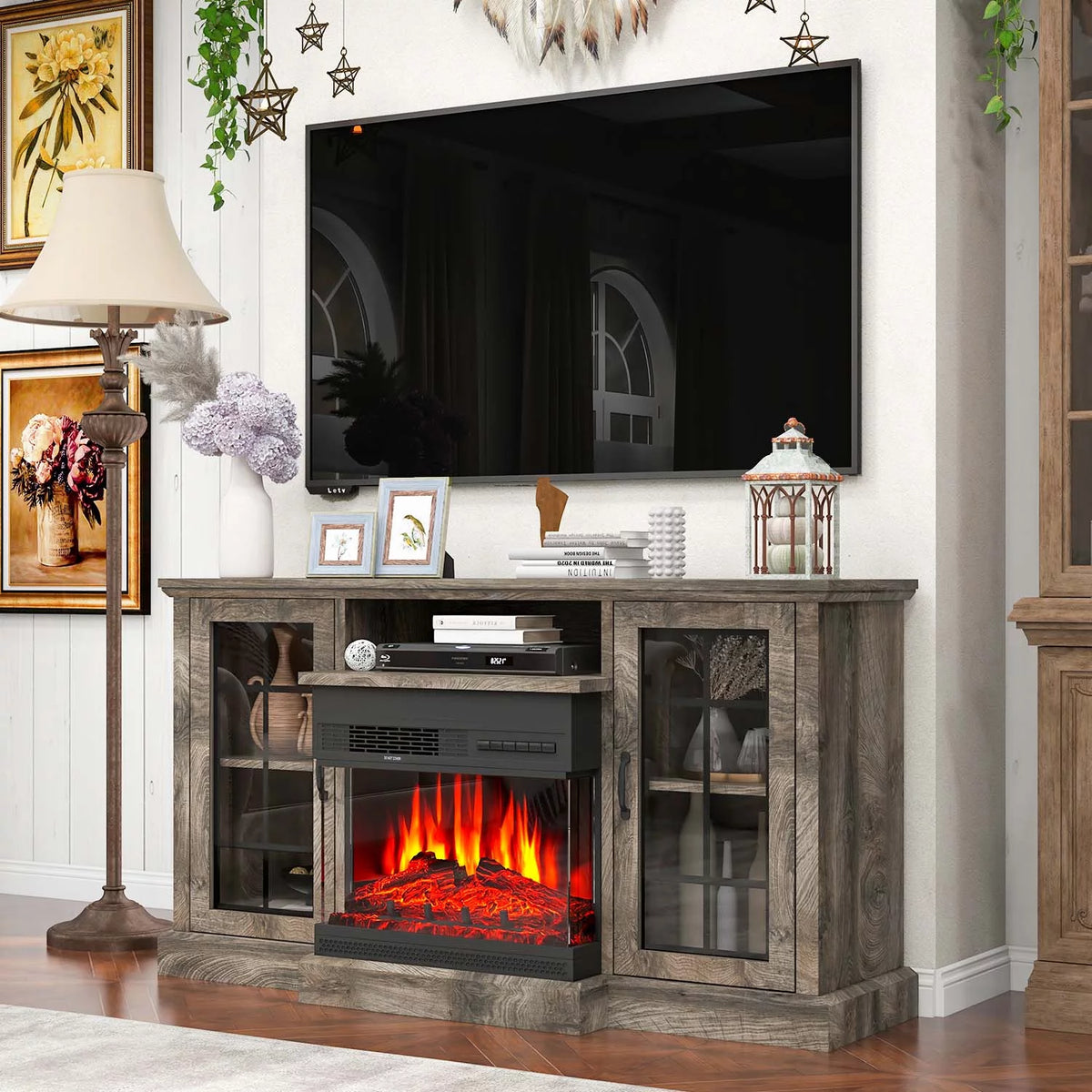Farmhouse TV Stand with Fireplace L47127