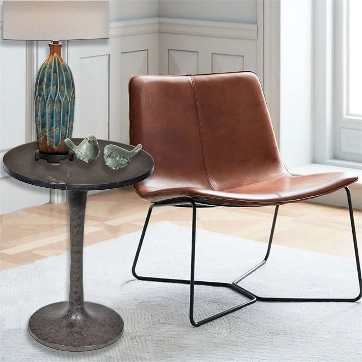 Black Marble Top Accent Table W67044