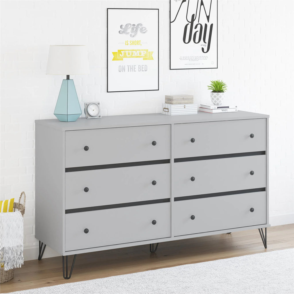 Black 6 Drawer Dresser F624
