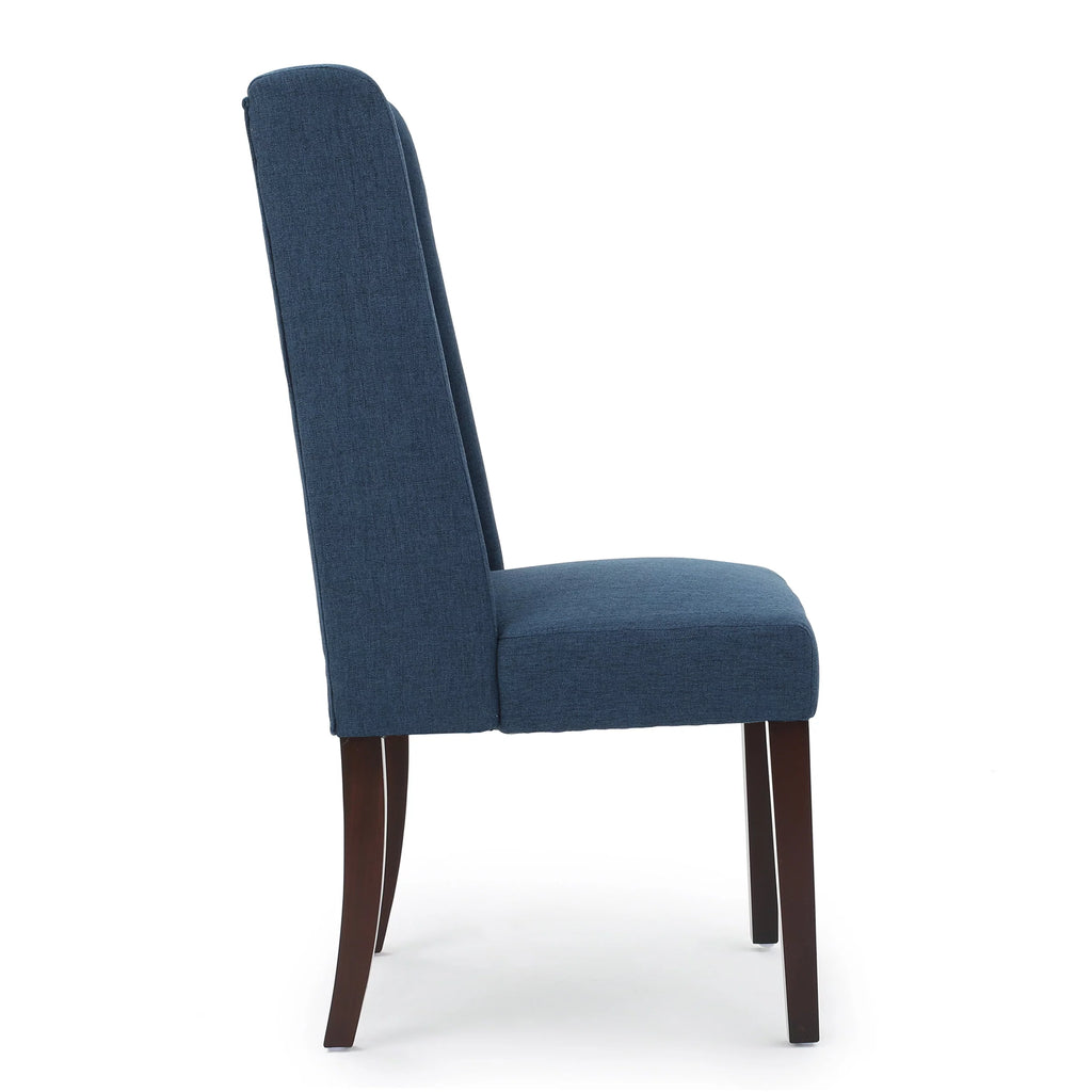 Navy Blue Fabric Wingback Dining Chair Set of 2 D711063