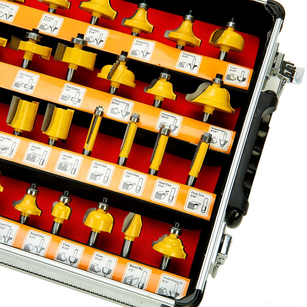 1/4inches Shank Router Bit Set Tungsten Carbide Tips Woodworking Kit H8279