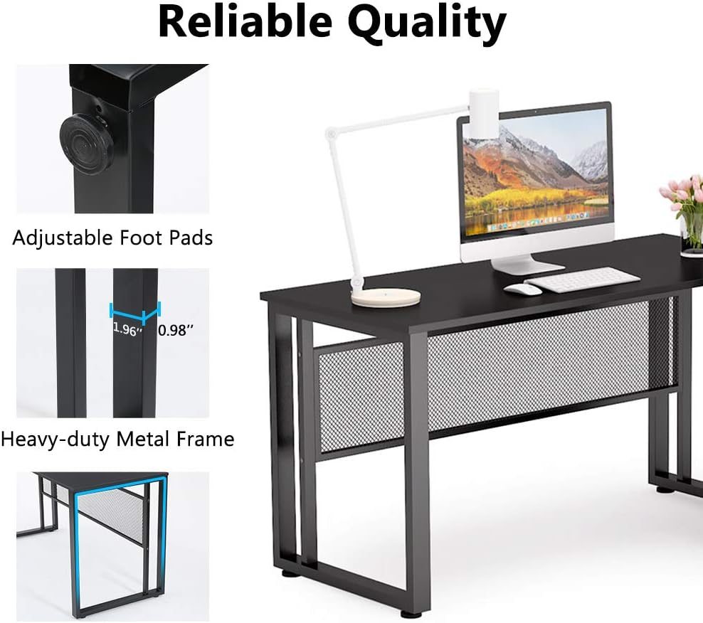 Black 55 inch L-Shaped Computer Desk with File Cabinet P3552