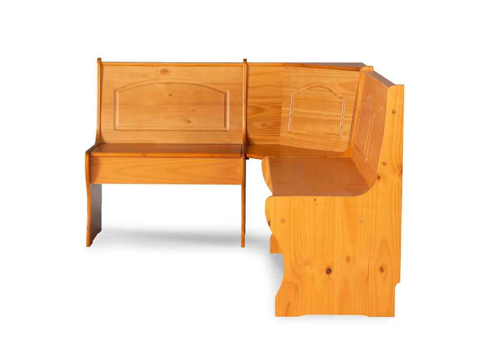 Corner Dining Breakfast Nook with Storage, Seats 4, Natural Honey Finish C1382
