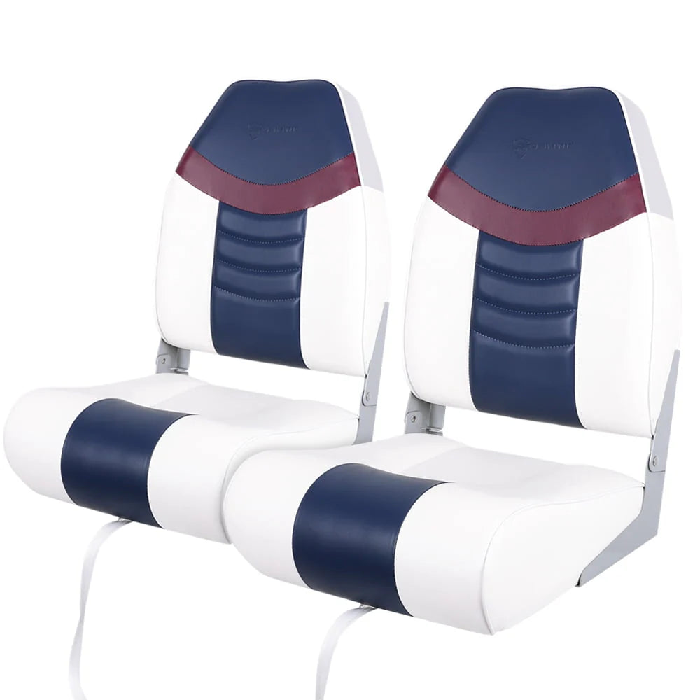 White Burgundy Navy Folding Boat Seat G4147