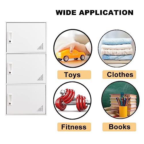3 Door White Metal Storage Cabinet C671789