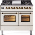 Antique White Bronze Trim 40 Dual Fuel Propane Gas Range E452