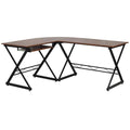 Brown L-Shaped Computer Desk with Keyboard Tray I519096