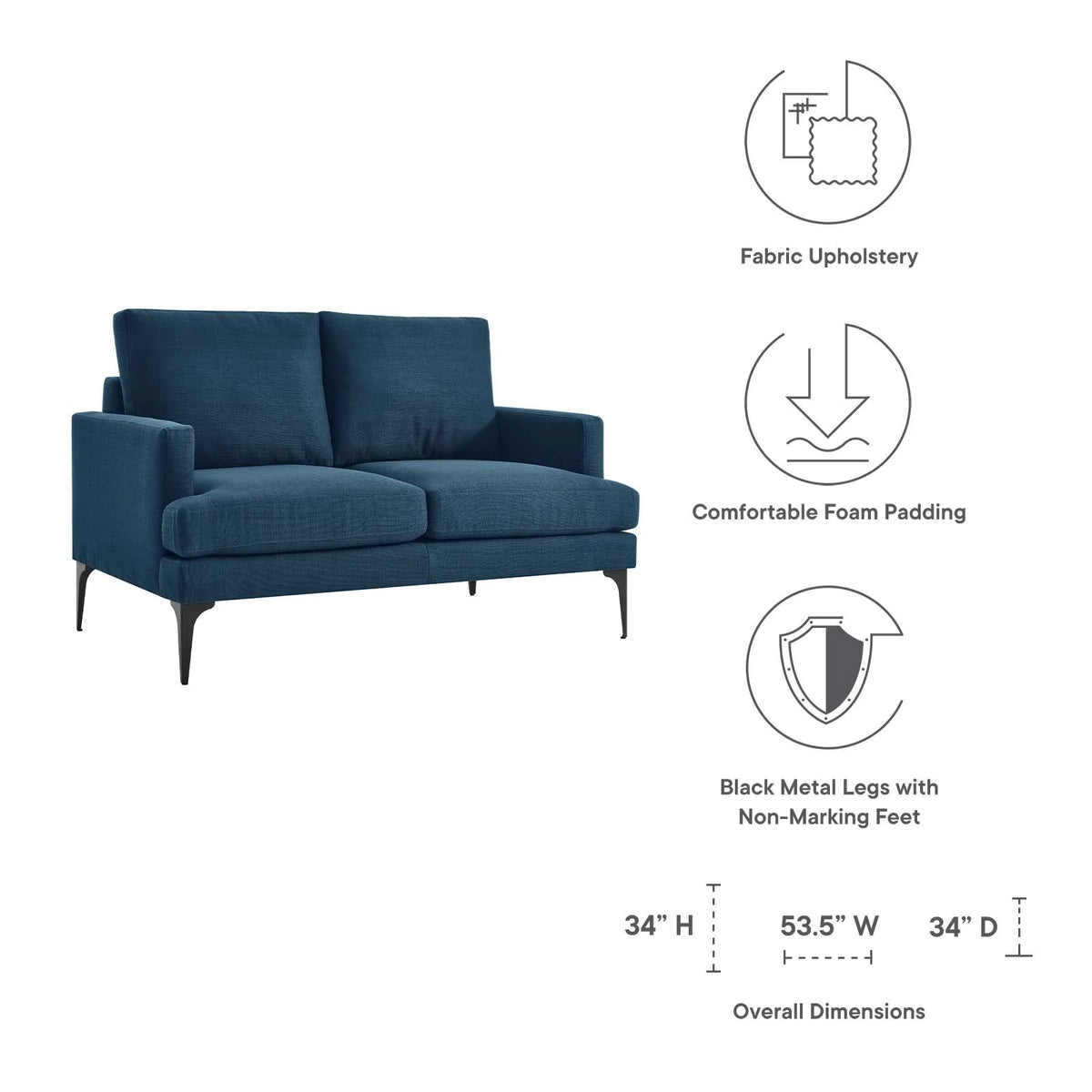 Azure Upholstered Fabric Loveseat H4317