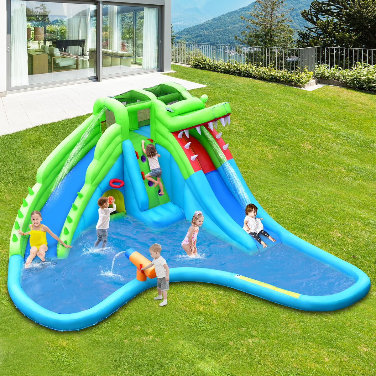 Inflatable Water Slide Park with Dual Slides N84476