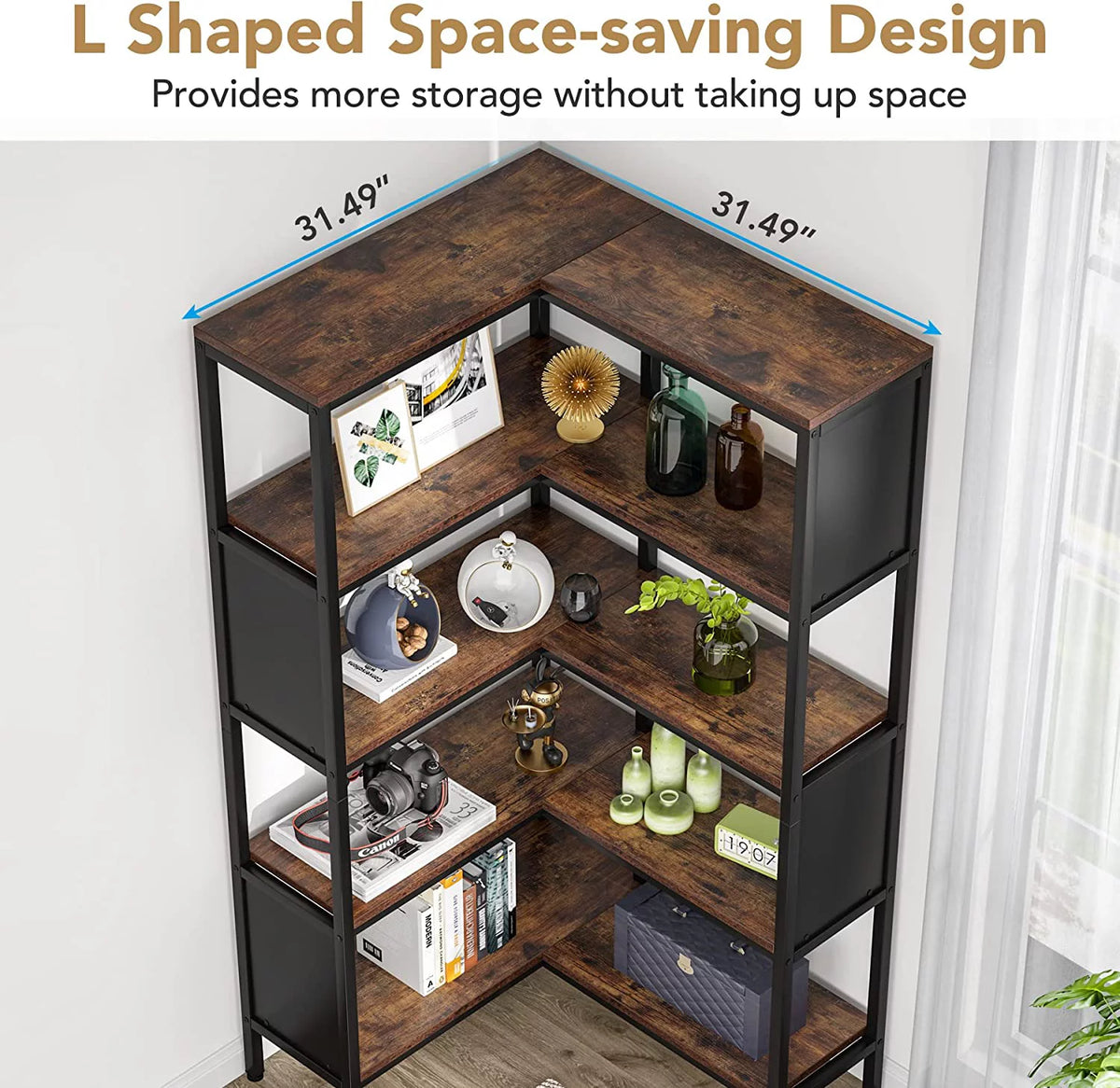 5-Tier L-Shaped Corner Bookshelf V847959