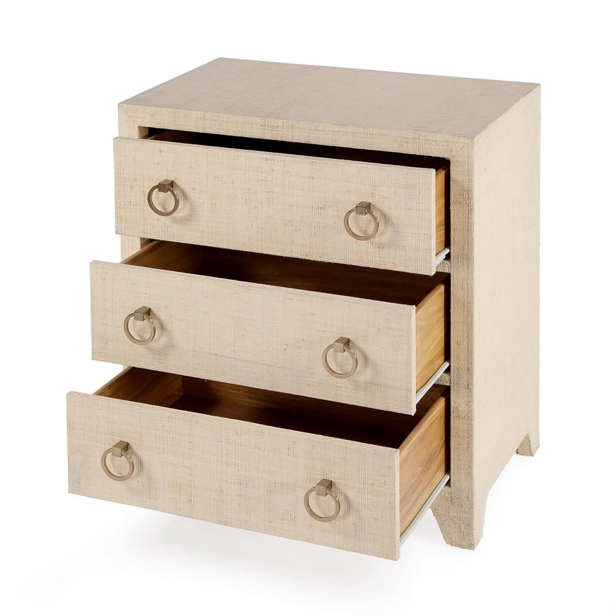 Natural Raffia 3 Drawer Wooden Chest K393