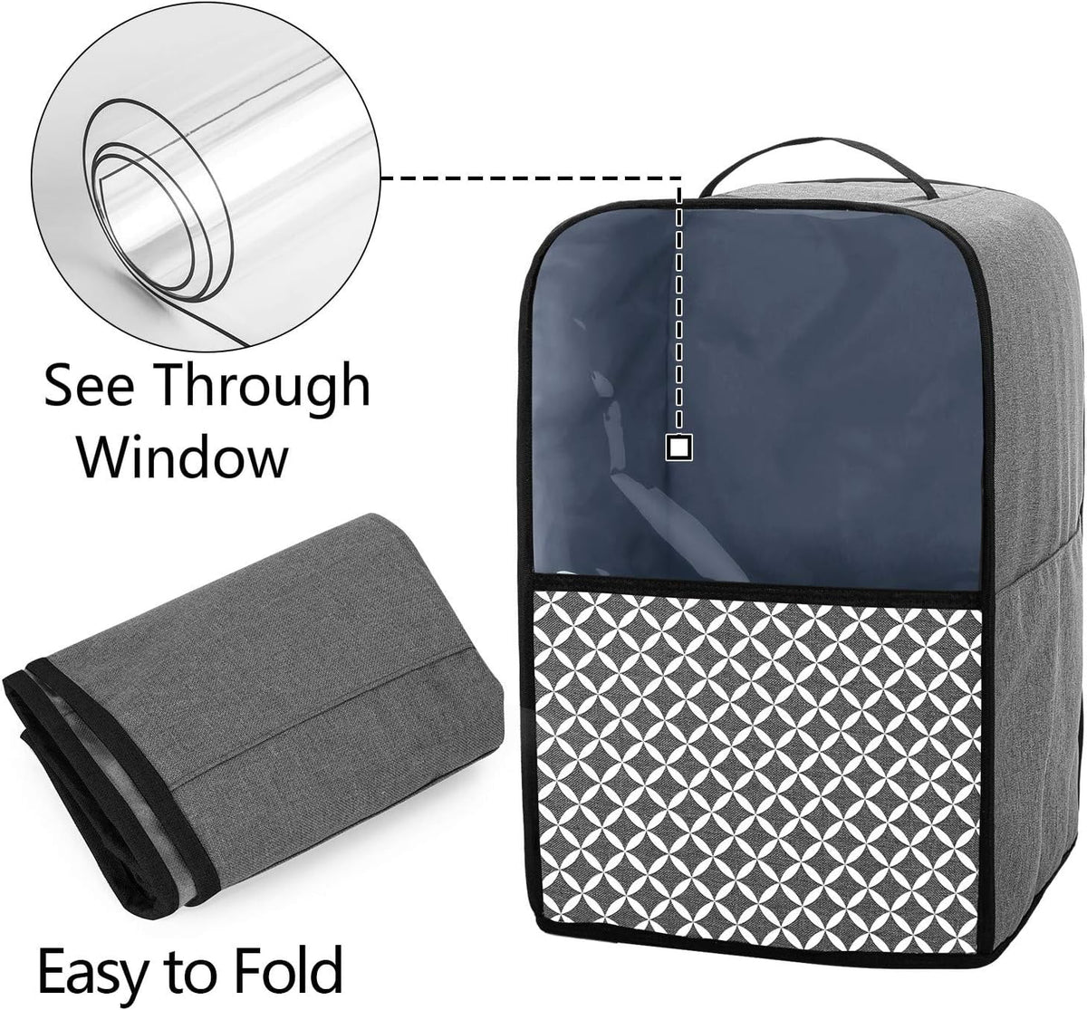 Food Processor Dust Cover with Pockets and Top Handle A1075