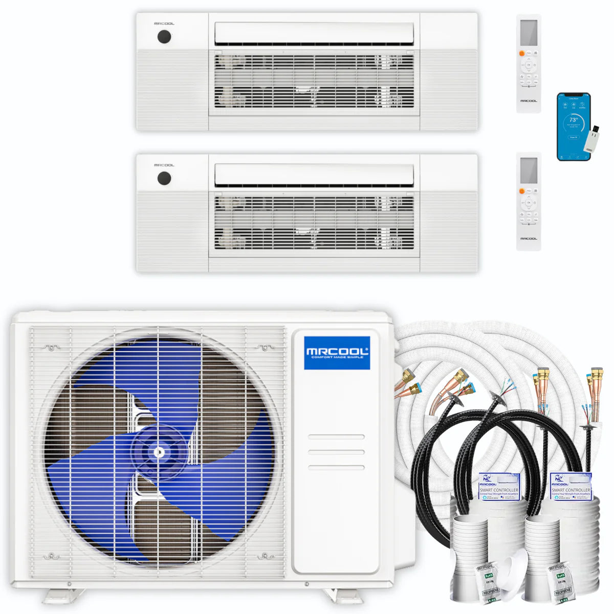 18,000 BTU 2 Zone Ceiling Cassette Ductless Air Conditioner and Heat Pump G558