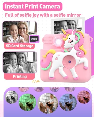Pink Instant Print Kids Camera with 32GB SD Card Q624259