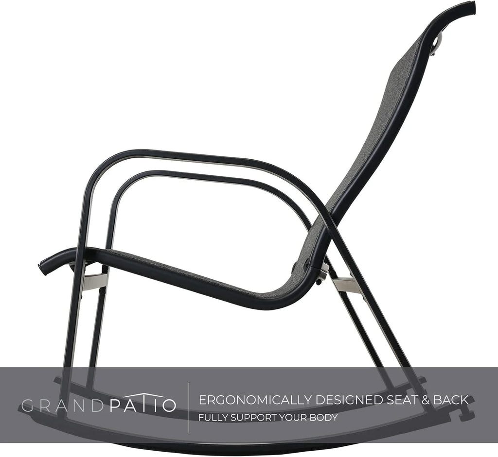 Black All-Weather Rocking Chair with Steel Frame U411
