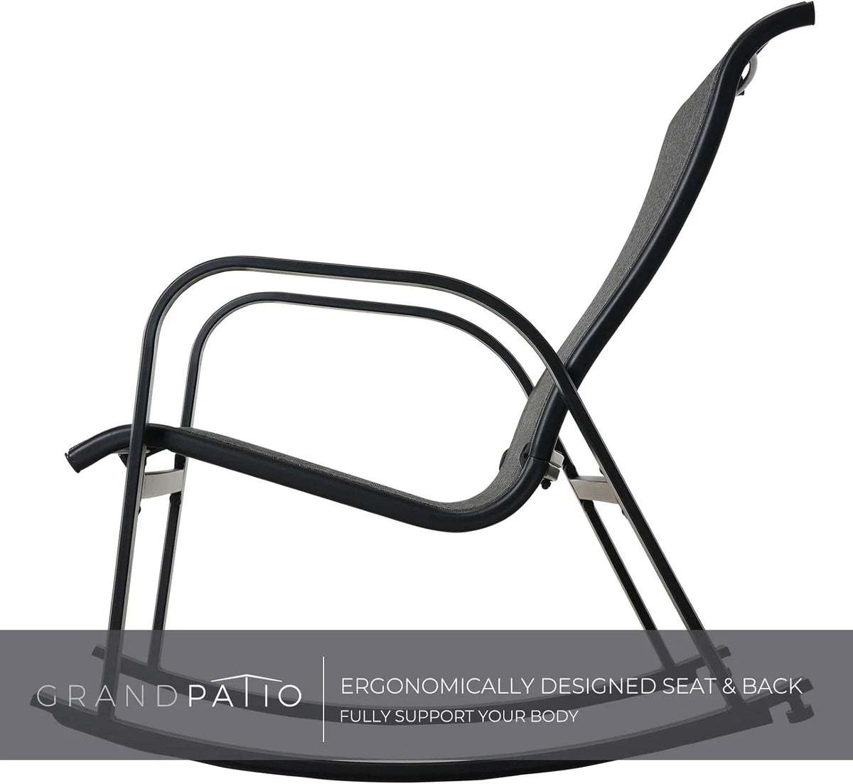 Black All-Weather Rocking Chair with Steel Frame U411