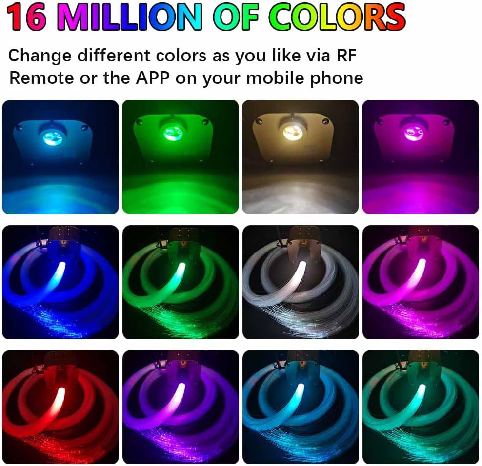 16W Twinkle Fiber Optic Star Ceiling Light Kit with APP Remote Music Mode RGBW LED 460pcs C6512
