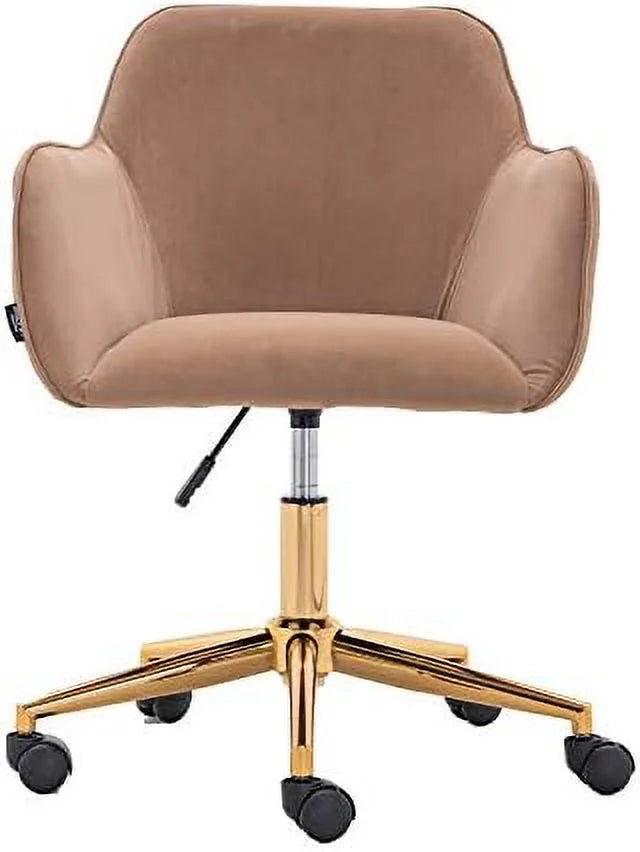 Yellow Velvet Fabric Office Chair with Gold Metal Legs P660941