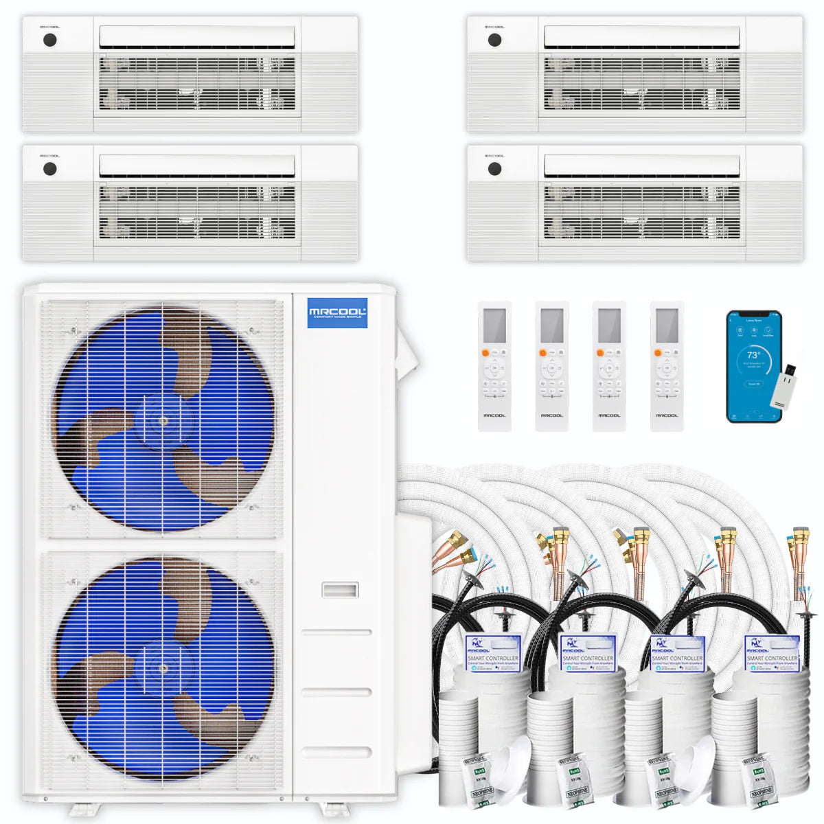 45,000 BTU 4 Zone Ceiling Cassette Ductless Air Conditioner and Heat Pump H56850