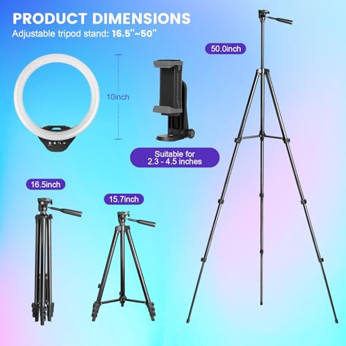10'' Ring Light with 50'' Extendable Tripod Stand W3720